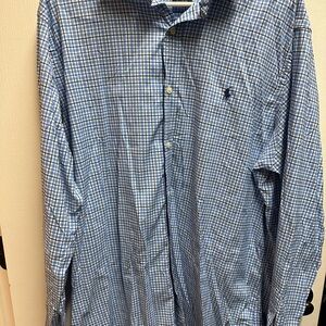 Ralph Lauren Blue Checkered Men's Shirt size XL/ NWOT#431